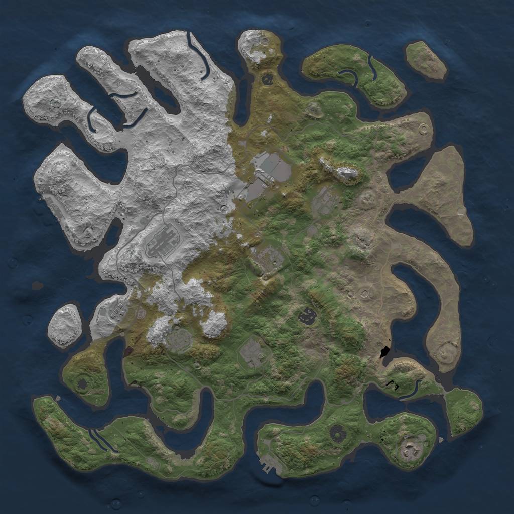 Rust Map: Procedural Map, Size: 4500, Seed: 3545562, 14 Monuments