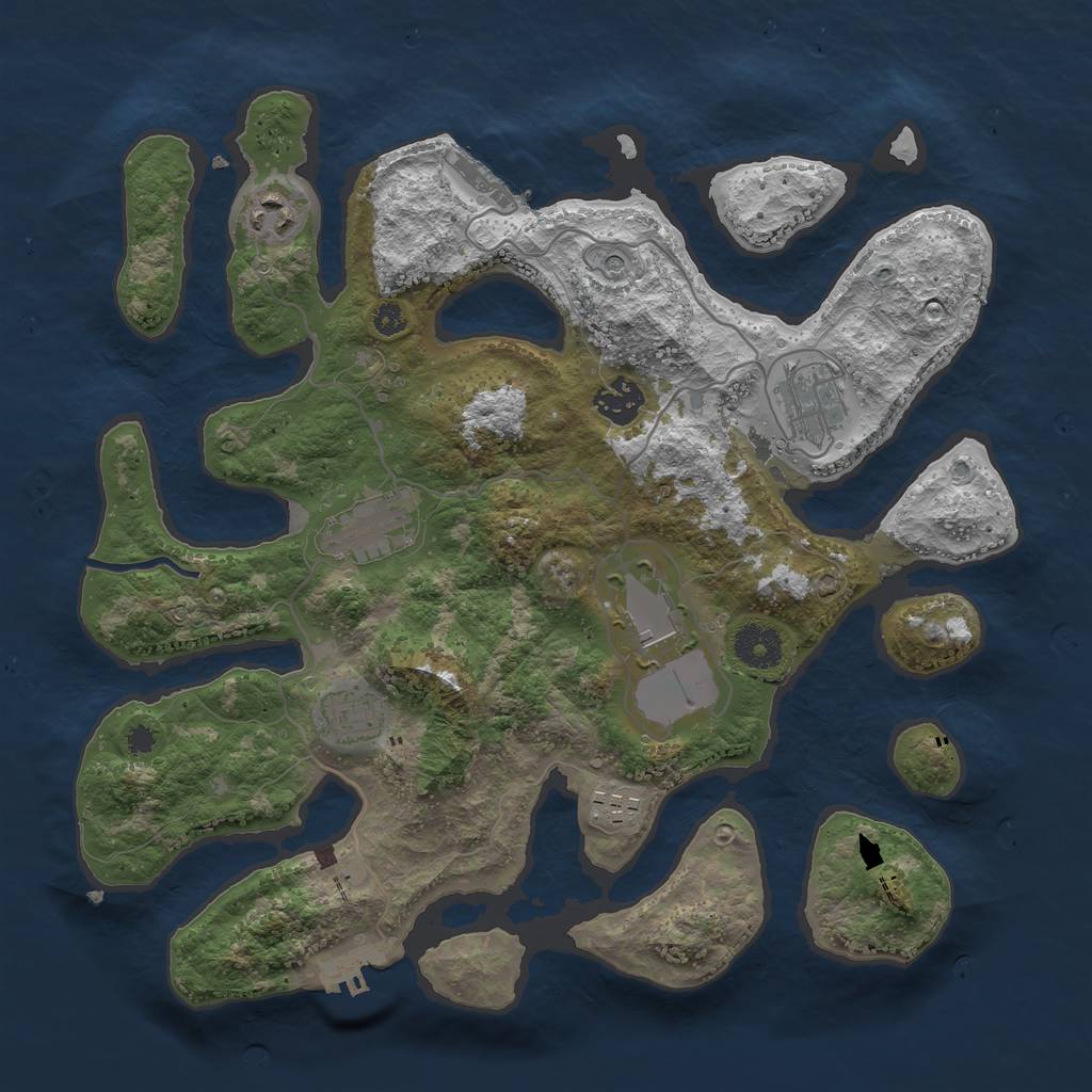 Rust Map: Procedural Map, Size: 3500, Seed: 789744, 12 Monuments