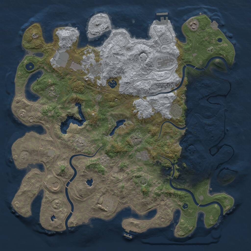 Rust Map: Procedural Map, Size: 4500, Seed: 100045363, 17 Monuments