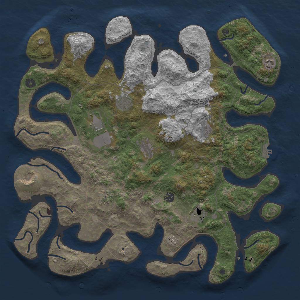 Rust Map: Procedural Map, Size: 4500, Seed: 100045363, 14 Monuments