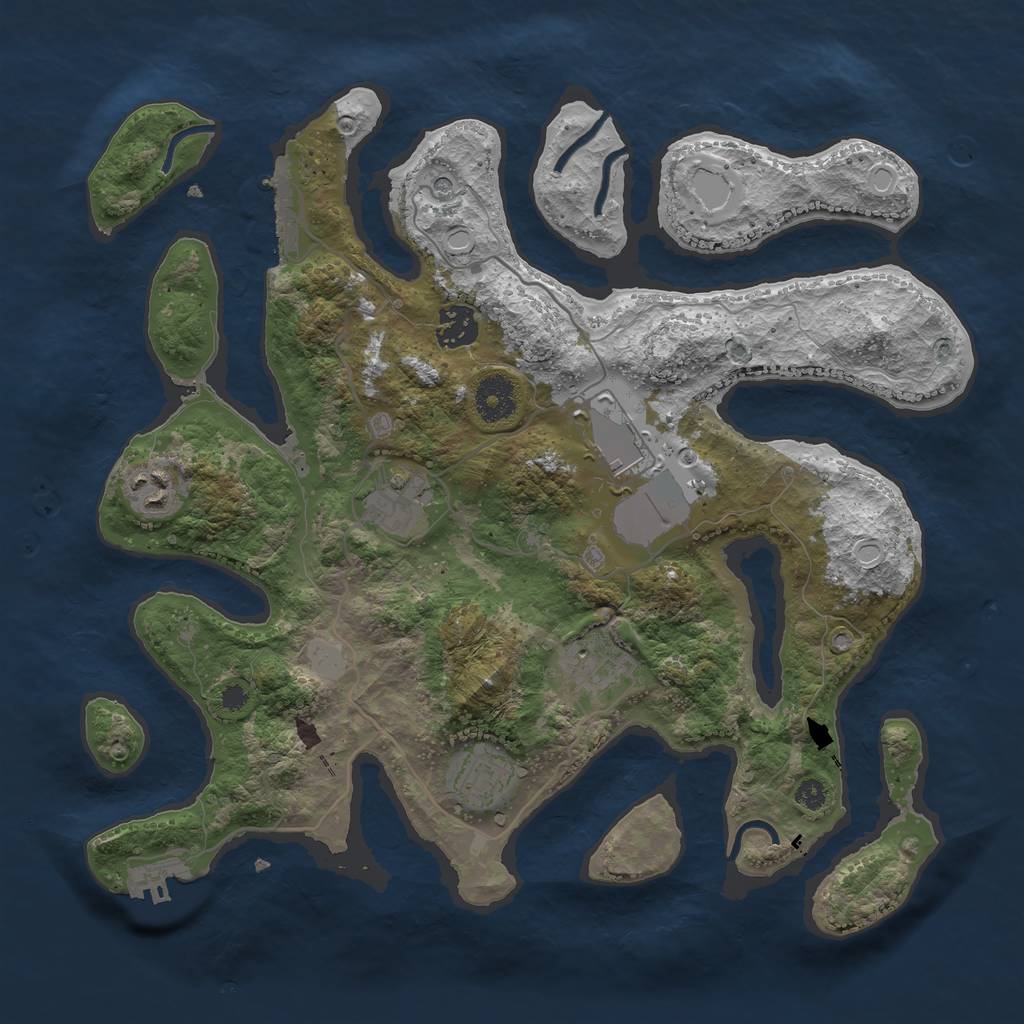 Rust Map: Procedural Map, Size: 3500, Seed: 12211221, 14 Monuments