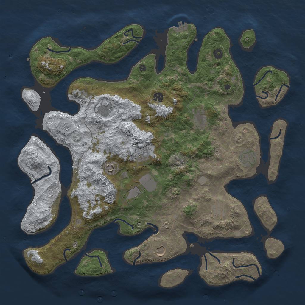 Rust Map: Procedural Map, Size: 4500, Seed: 83740381, 17 Monuments