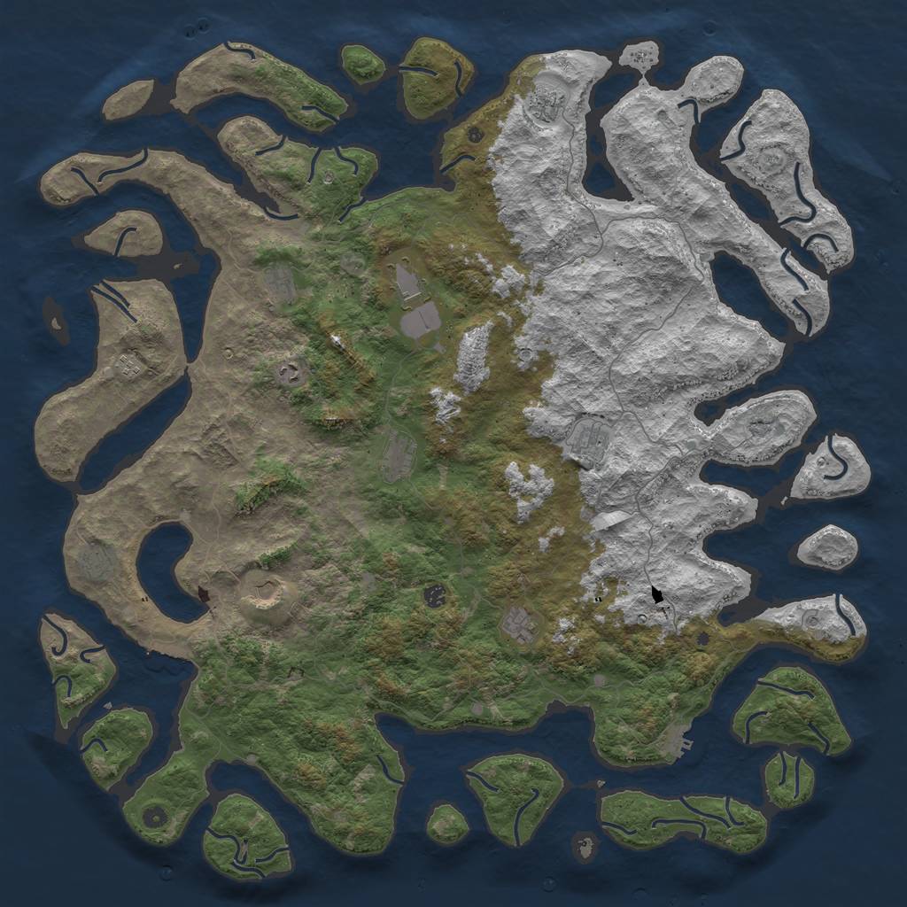 Rust Map: Procedural Map, Size: 5900, Seed: 2081979775, 16 Monuments