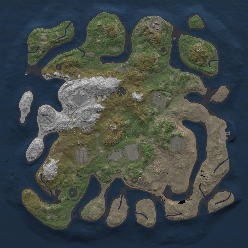 Rust Map: Procedural Map, Size: 4000, Seed: 50651, 13 Monuments