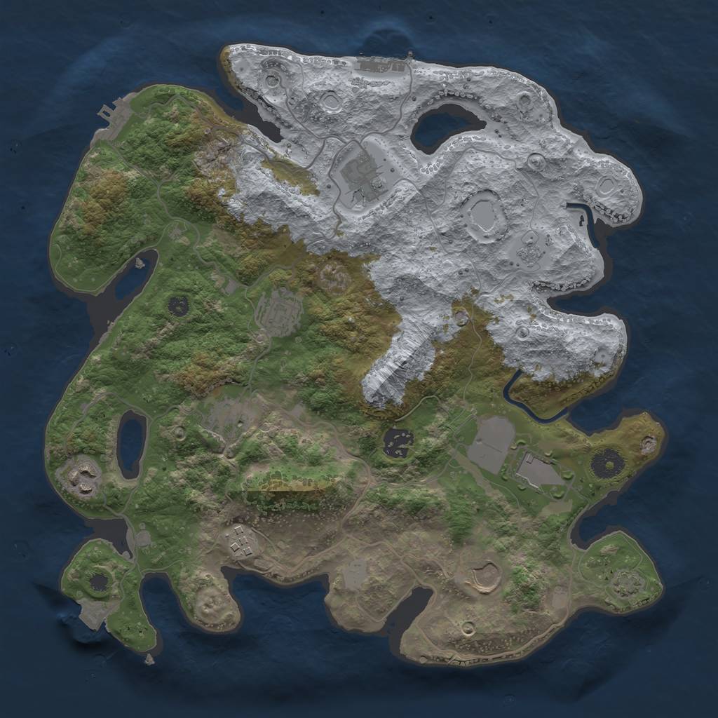 Rust Map: Procedural Map, Size: 3500, Seed: 3255233, 16 Monuments