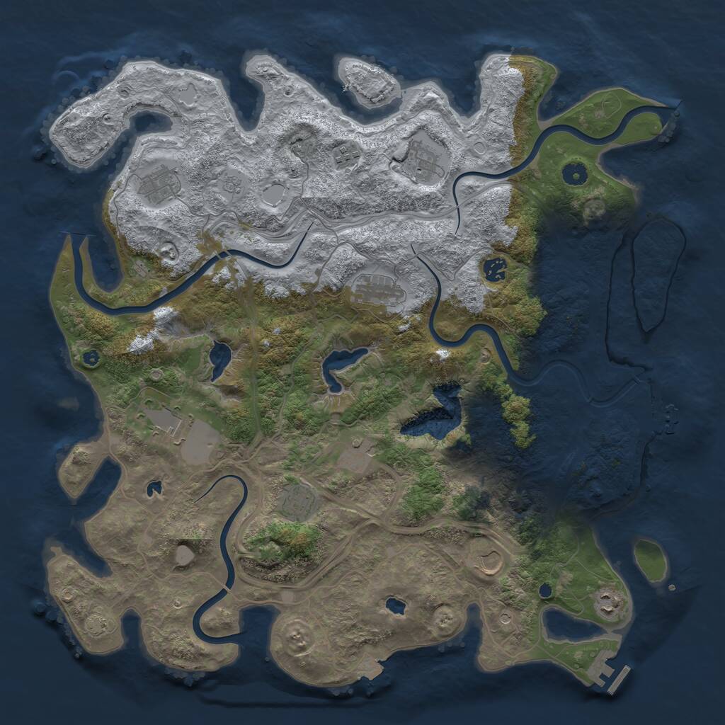 Rust Map: Procedural Map, Size: 4500, Seed: 180000, 16 Monuments
