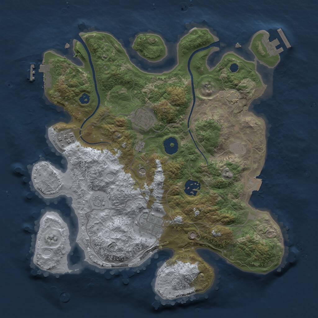 Rust Map: Procedural Map, Size: 3000, Seed: 2395840, 10 Monuments