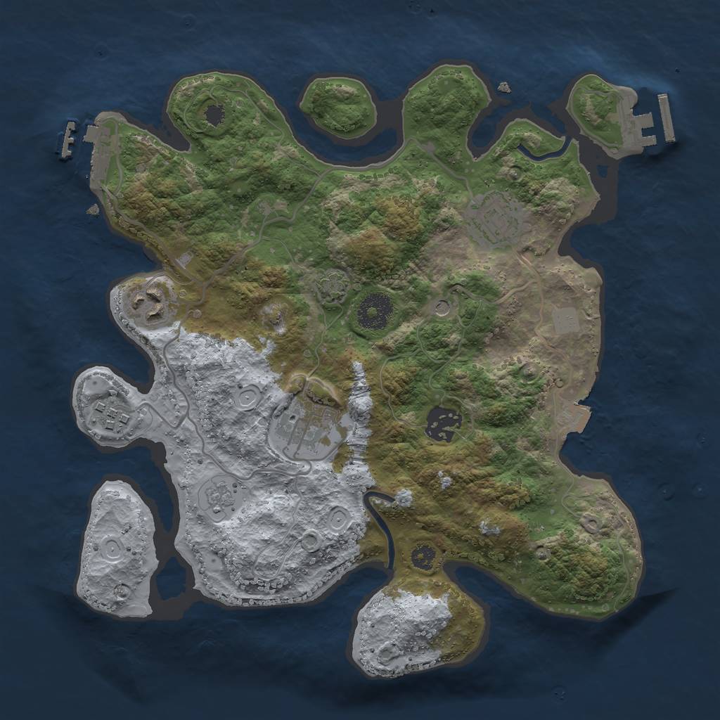 Rust Map: Procedural Map, Size: 3000, Seed: 2395840, 13 Monuments