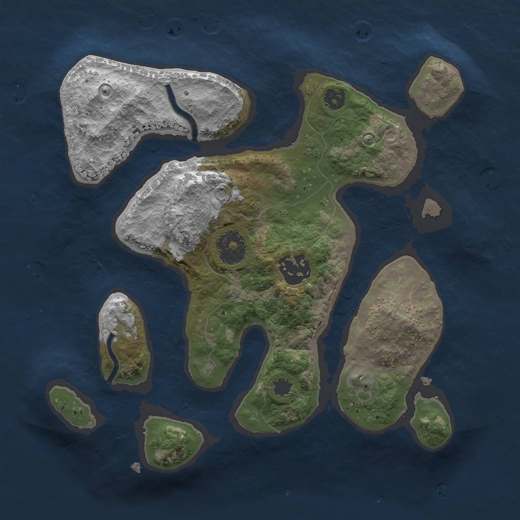 Rust Map: Procedural Map, Size: 2500, Seed: 1233213213, 3 Monuments