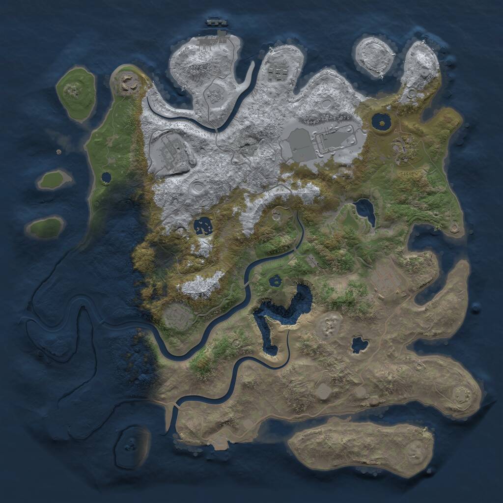Rust Map: Procedural Map, Size: 4000, Seed: 1034135756, 14 Monuments