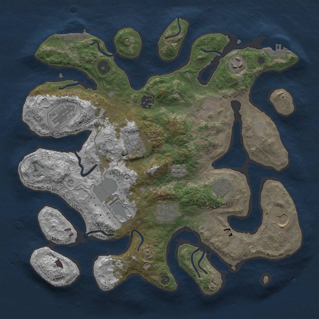 Rust Map: Procedural Map, Size: 3600, Seed: 334569644, 18 Monuments