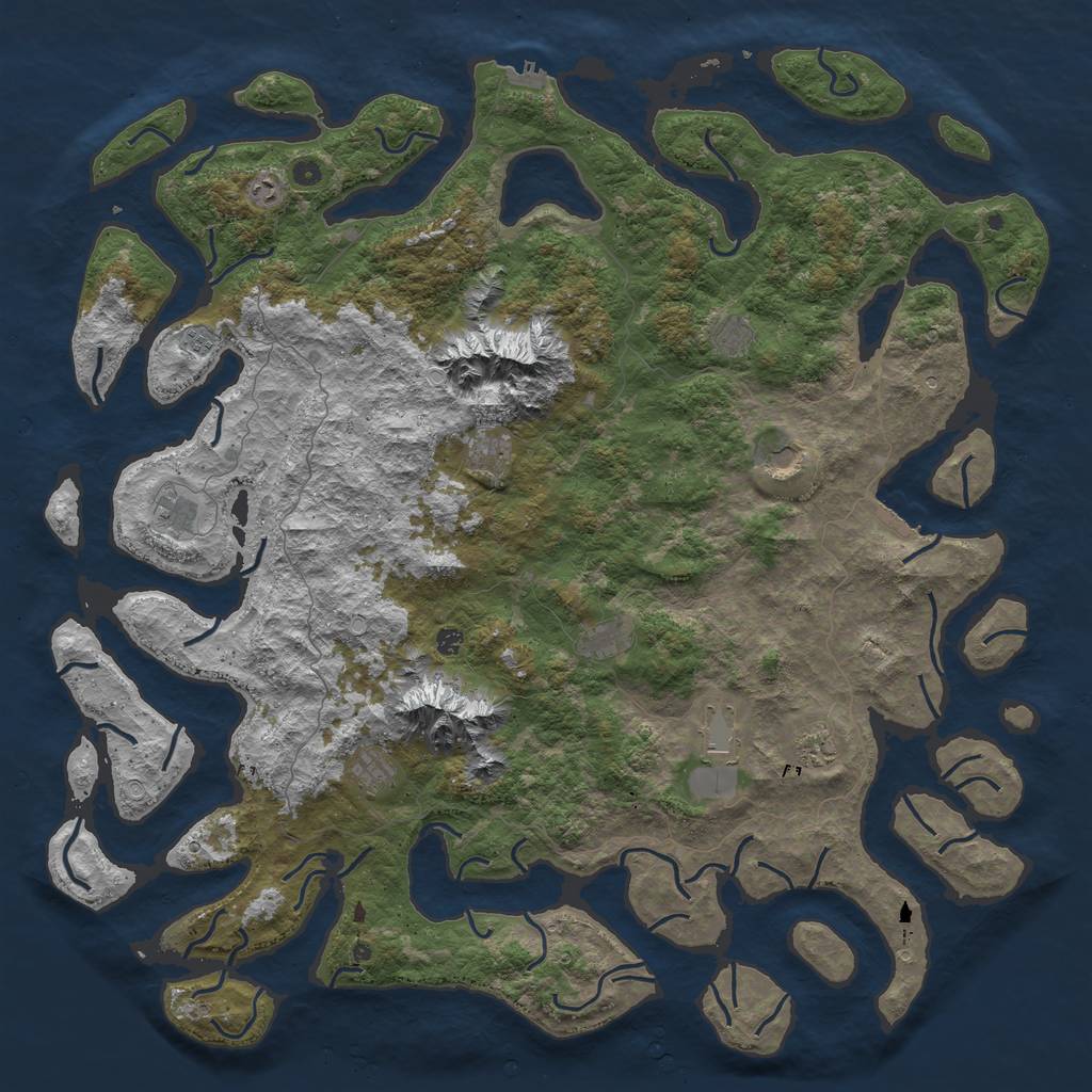 Rust Map: Procedural Map, Size: 6000, Seed: 724990164, 22 Monuments