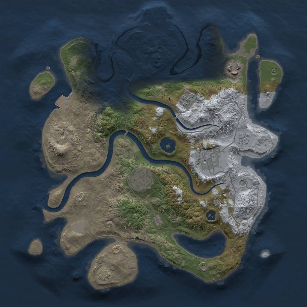 Rust Map: Procedural Map, Size: 3000, Seed: 1781, 9 Monuments