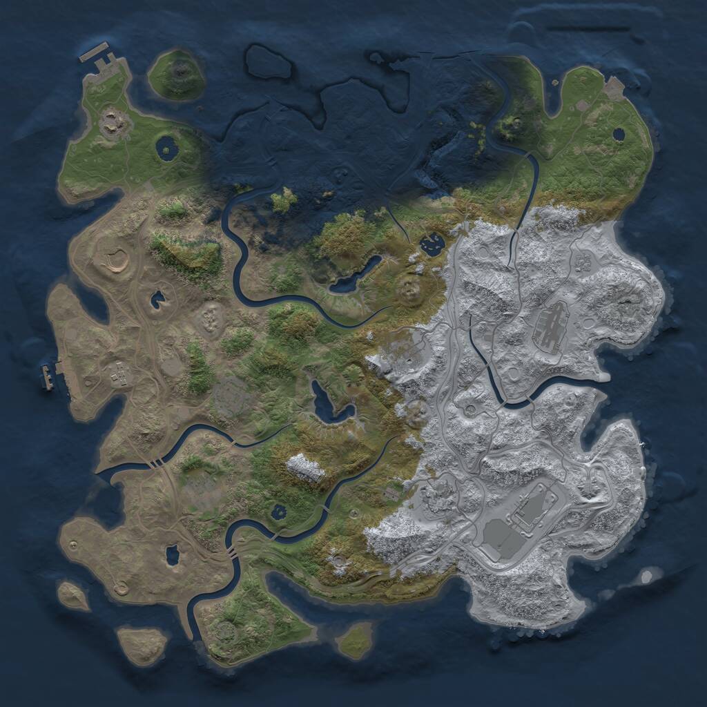 Rust Map: Procedural Map, Size: 4550, Seed: 1444, 16 Monuments