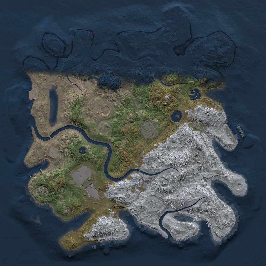 Rust Map: Procedural Map, Size: 3500, Seed: 834540722, 10 Monuments