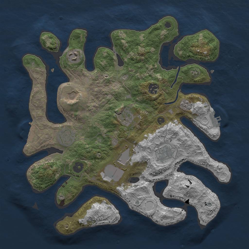 Rust Map: Procedural Map, Size: 3500, Seed: 834540722, 16 Monuments