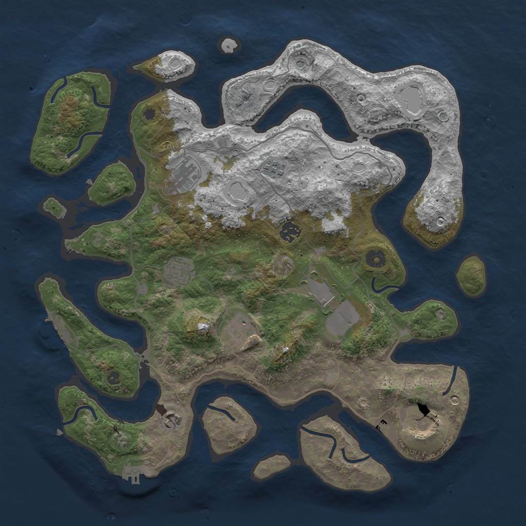 Rust Map: Procedural Map, Size: 4000, Seed: 439560896, 16 Monuments