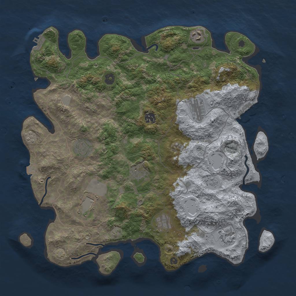 Rust Map: Procedural Map, Size: 4000, Seed: 5993121, 17 Monuments