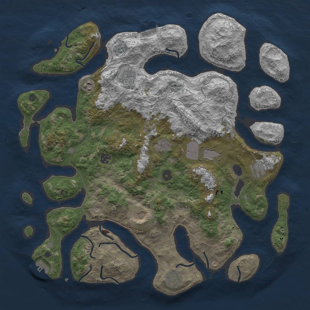 Rust Map: Procedural Map, Size: 4500, Seed: 11408, 17 Monuments