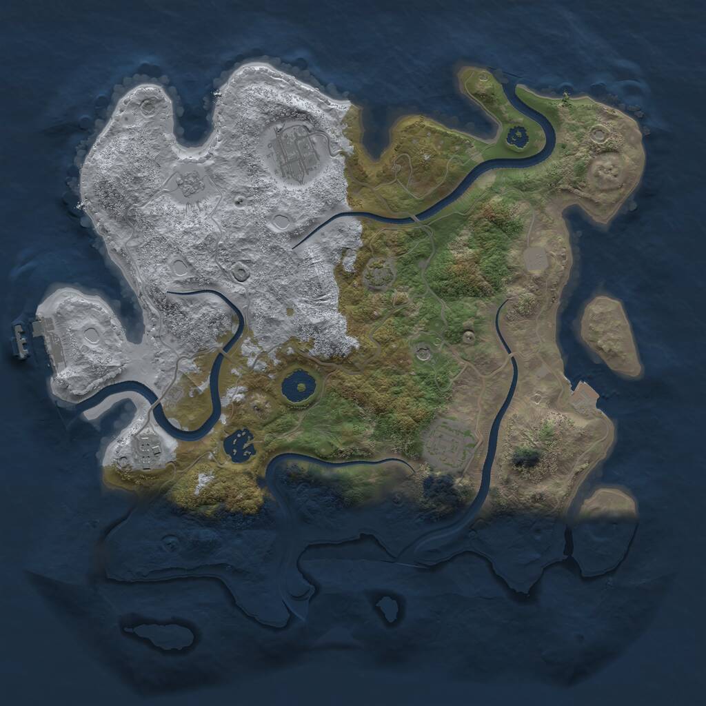 Rust Map: Procedural Map, Size: 3300, Seed: 21, 9 Monuments