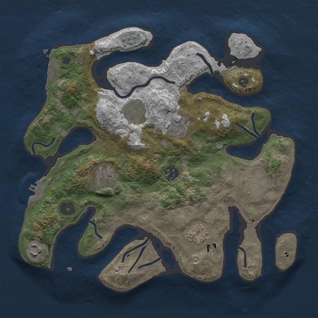 Rust Map: Procedural Map, Size: 3250, Seed: 2042445481, 13 Monuments