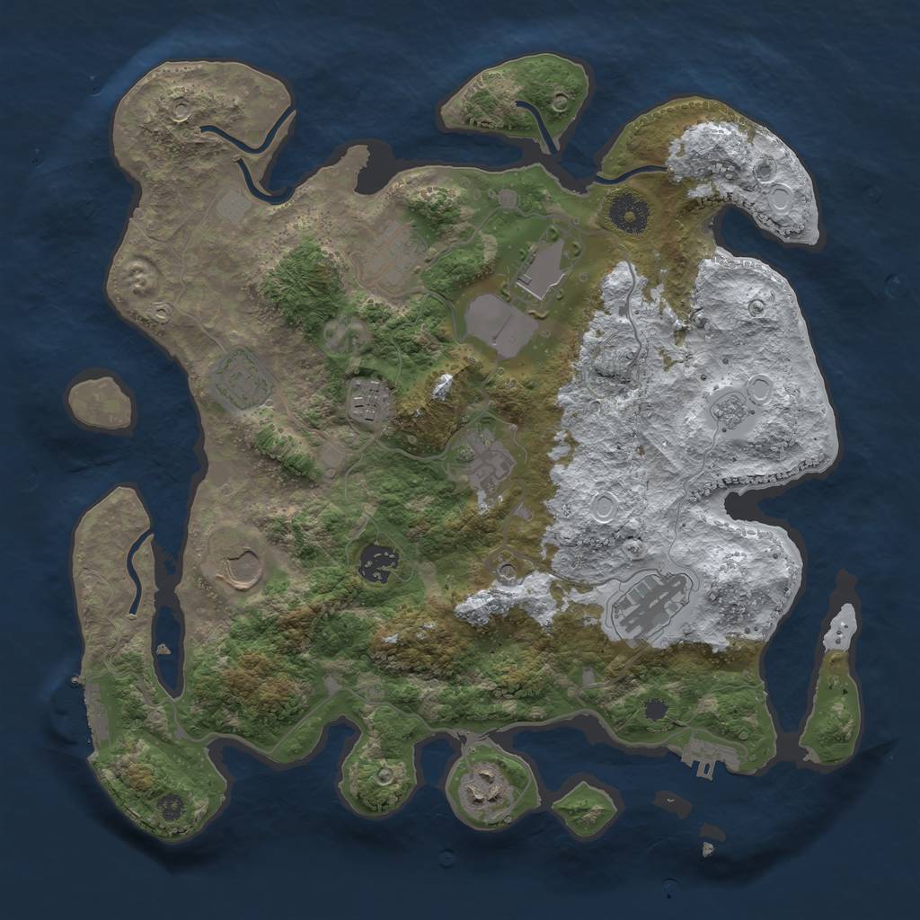 Rust Map: Procedural Map, Size: 3500, Seed: 331864071, 18 Monuments