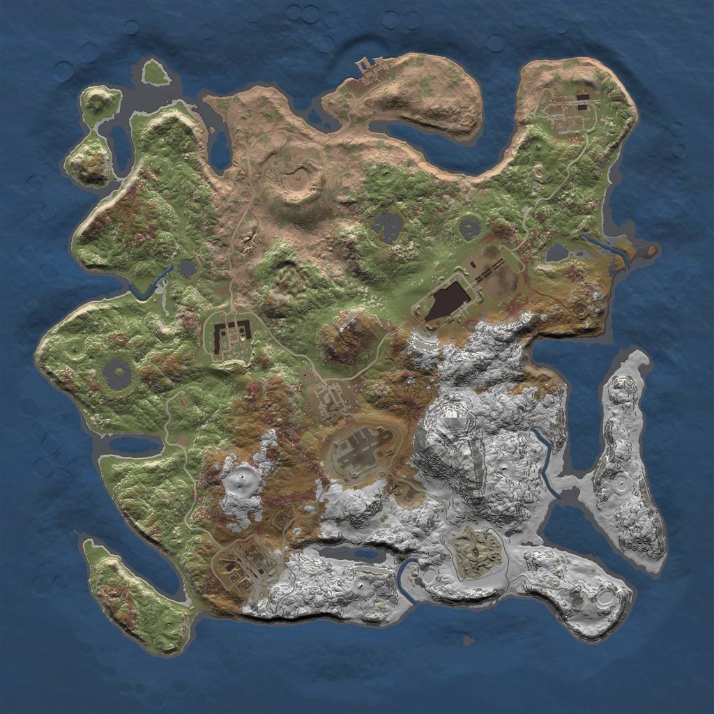 Rust Map: Procedural Map, Size: 3500, Seed: 1494426837, 14 Monuments