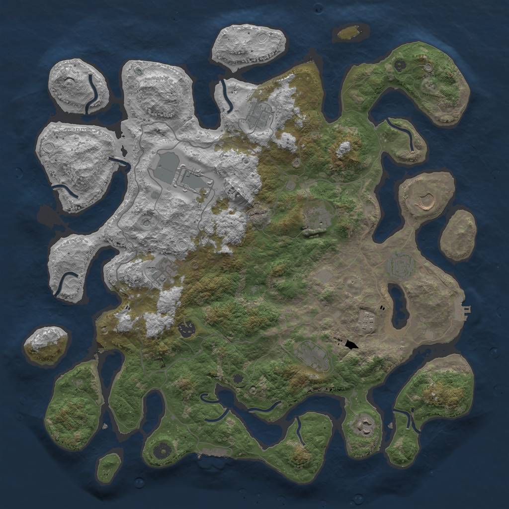 Rust Map: Procedural Map, Size: 4500, Seed: 76498544, 18 Monuments