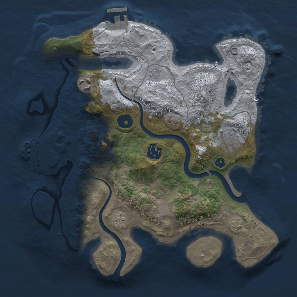 Rust Map: Procedural Map, Size: 3000, Seed: 71437, 9 Monuments