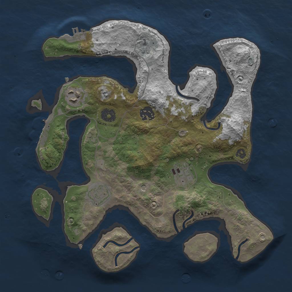 Rust Map: Procedural Map, Size: 3000, Seed: 71437, 9 Monuments