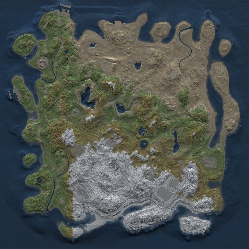 Rust Map: Procedural Map, Size: 4500, Seed: 751185, 16 Monuments