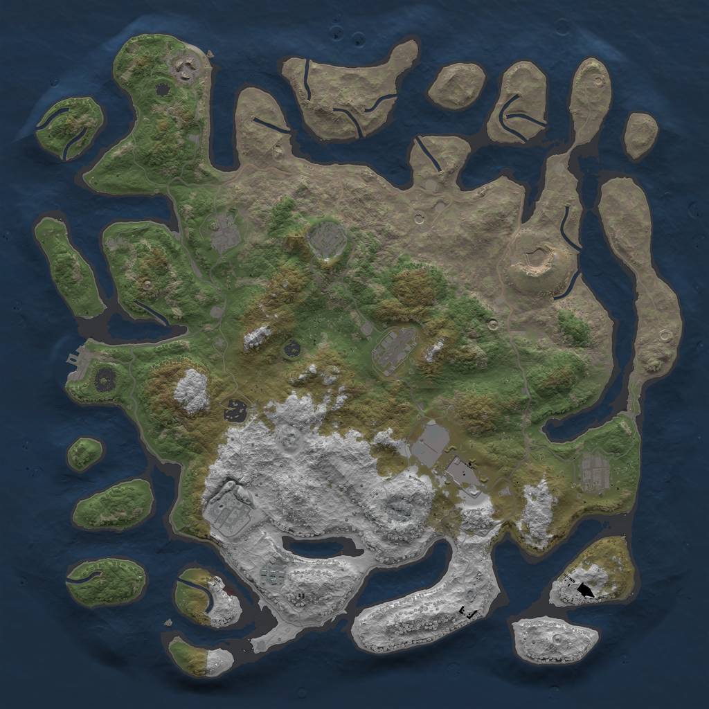 Rust Map: Procedural Map, Size: 4500, Seed: 751185, 14 Monuments