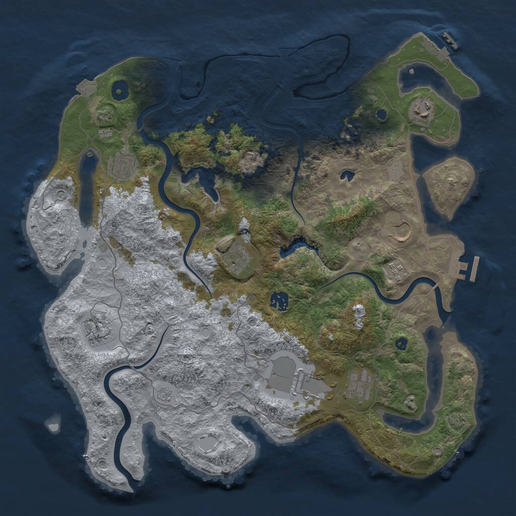 Rust Map: Procedural Map, Size: 4000, Seed: 1057859771, 15 Monuments