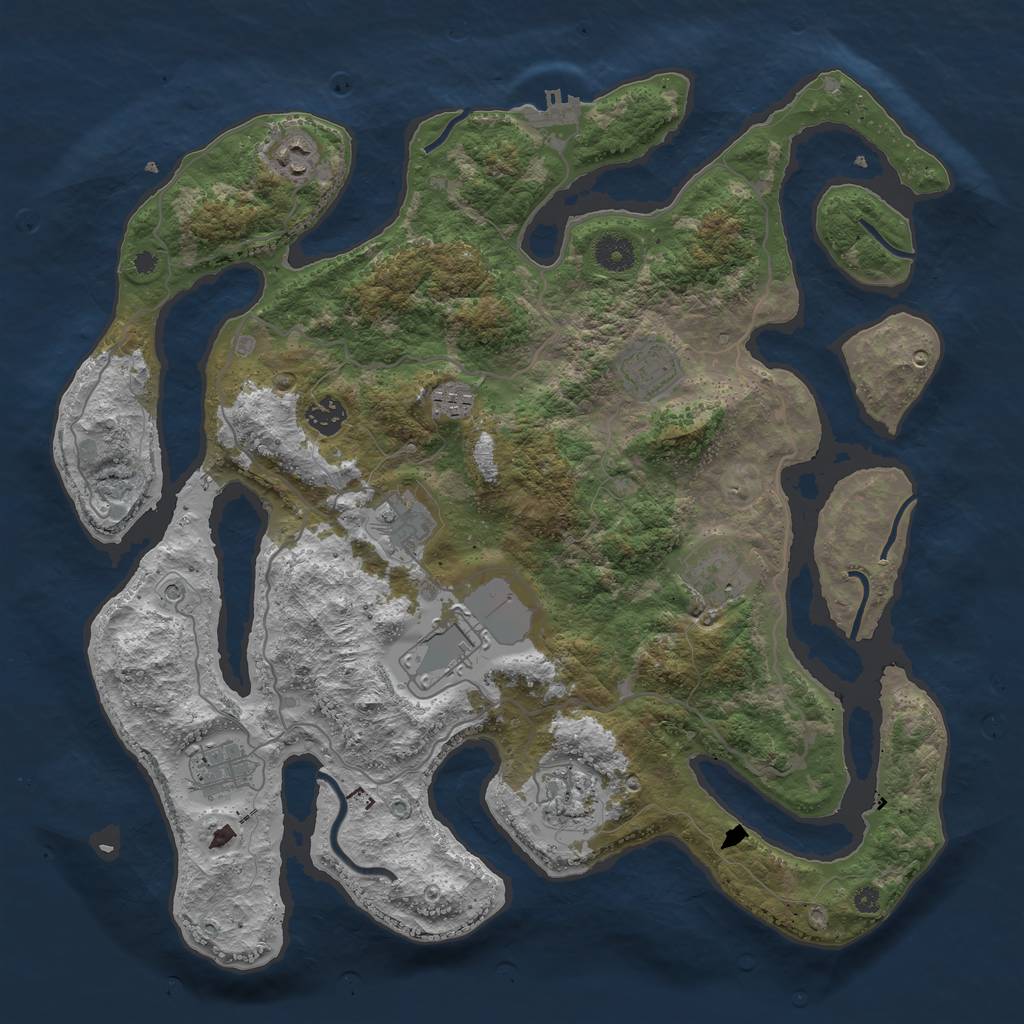 Rust Map: Procedural Map, Size: 4000, Seed: 1057859771, 13 Monuments