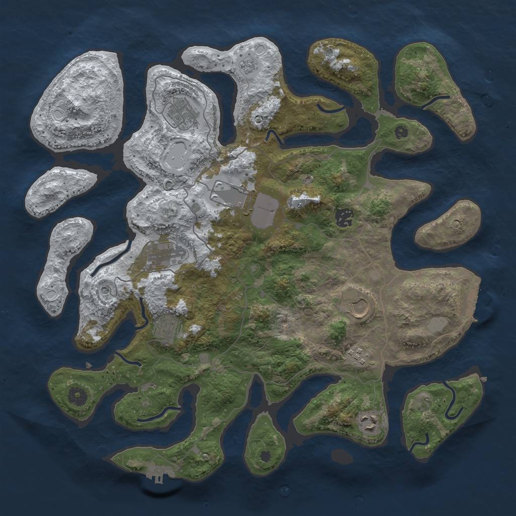 Rust Map: Procedural Map, Size: 4000, Seed: 142563, 17 Monuments