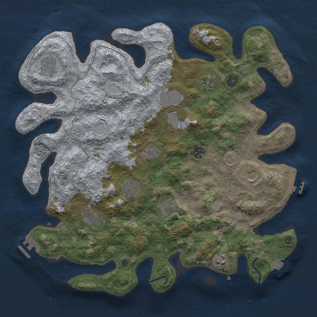 Rust Map: Procedural Map, Size: 4000, Seed: 142563, 17 Monuments