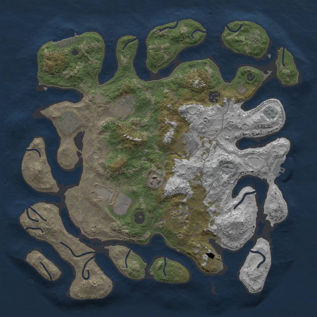 Rust Map: Procedural Map, Size: 4000, Seed: 2841935, 16 Monuments