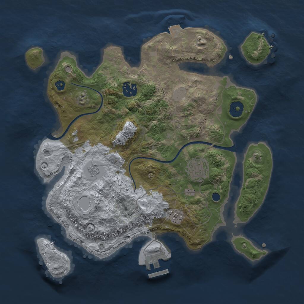 Rust Map: Procedural Map, Size: 3000, Seed: 62735181, 6 Monuments