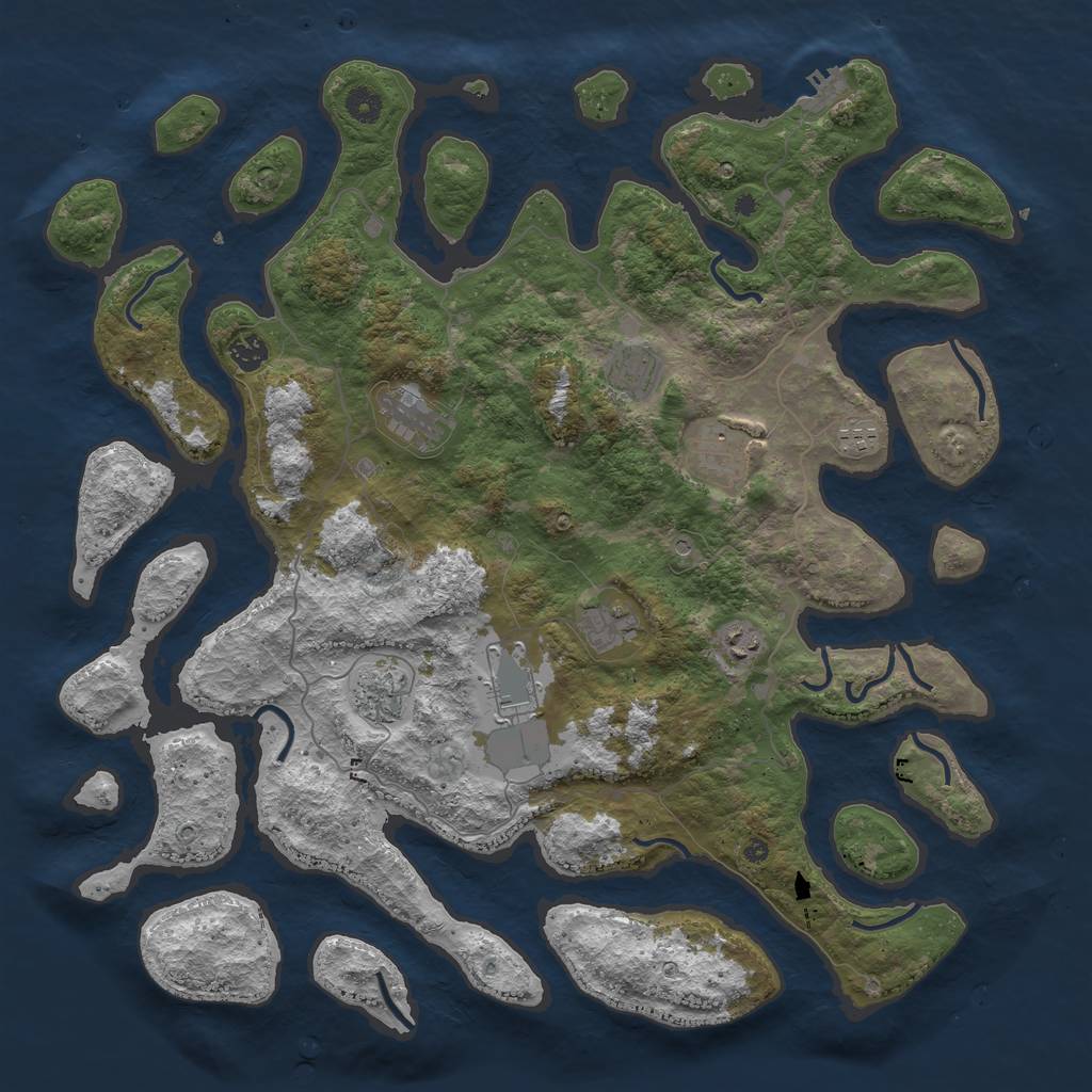 Rust Map: Procedural Map, Size: 4500, Seed: 894019270, 13 Monuments