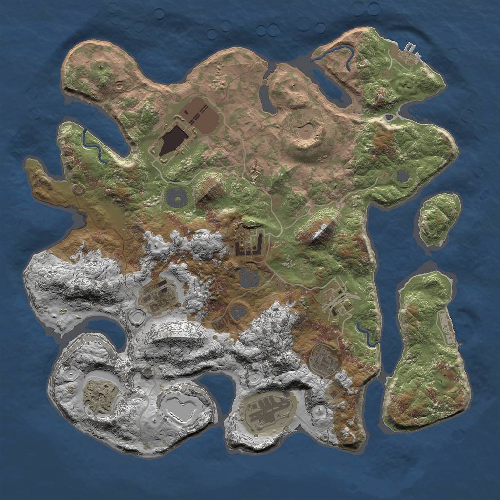 Rust Map: Procedural Map, Size: 3500, Seed: 36547, 15 Monuments