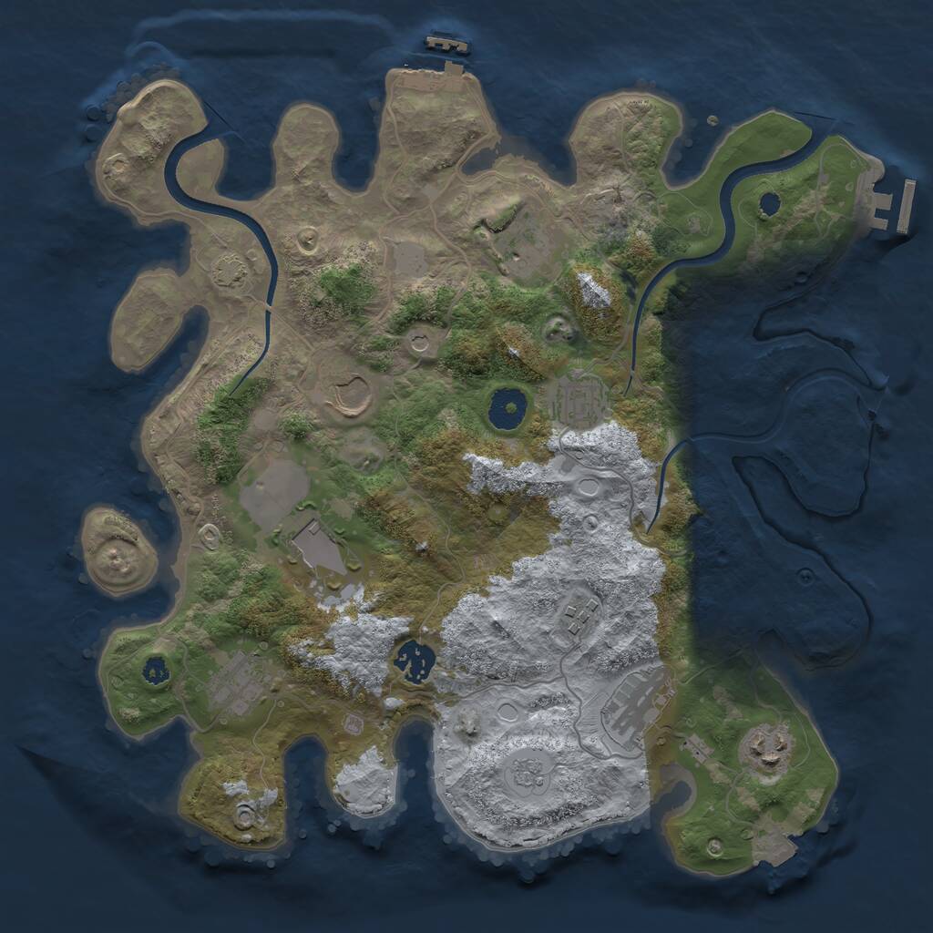 Rust Map: Procedural Map, Size: 3500, Seed: 609441119, 15 Monuments