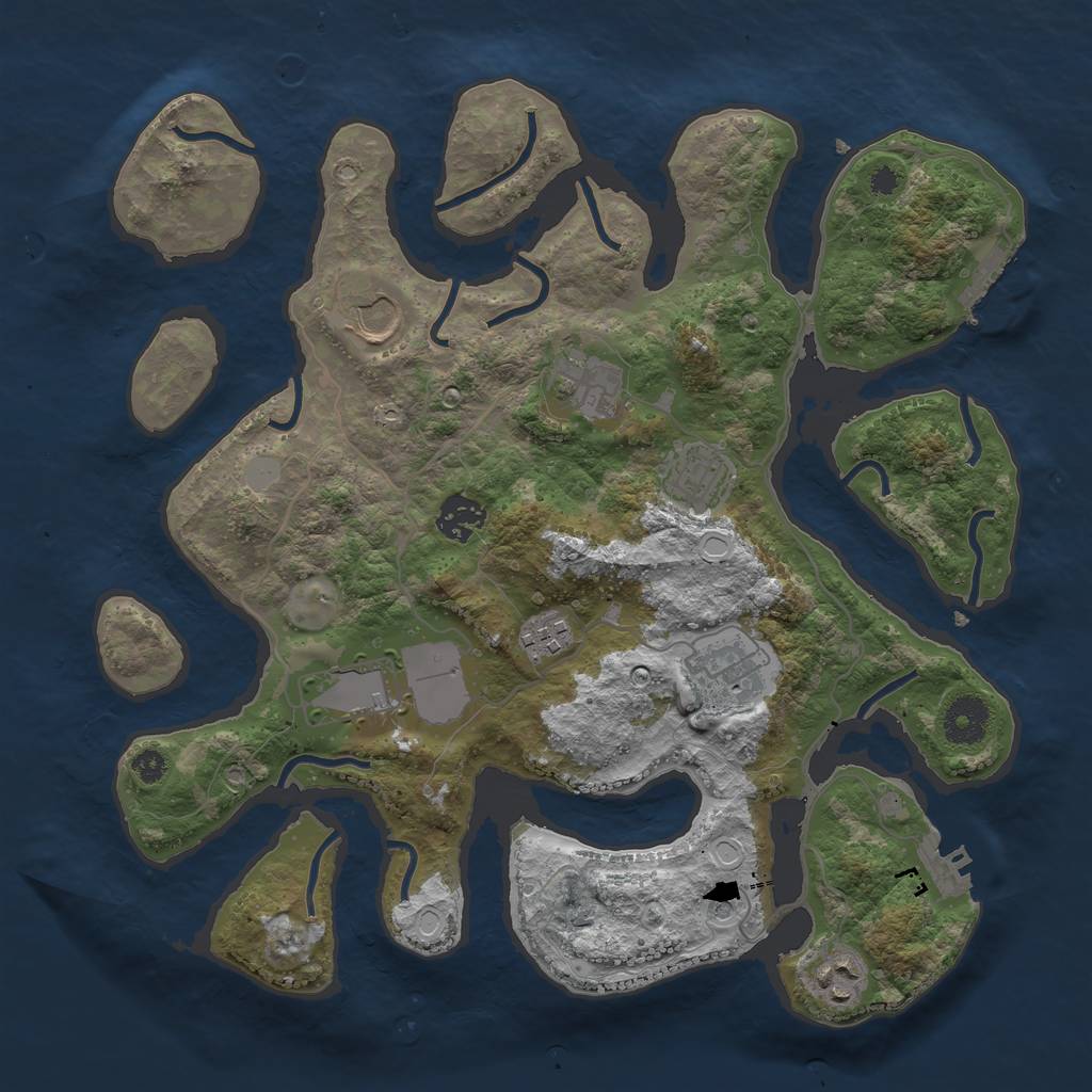 Rust Map: Procedural Map, Size: 3500, Seed: 609441119, 16 Monuments