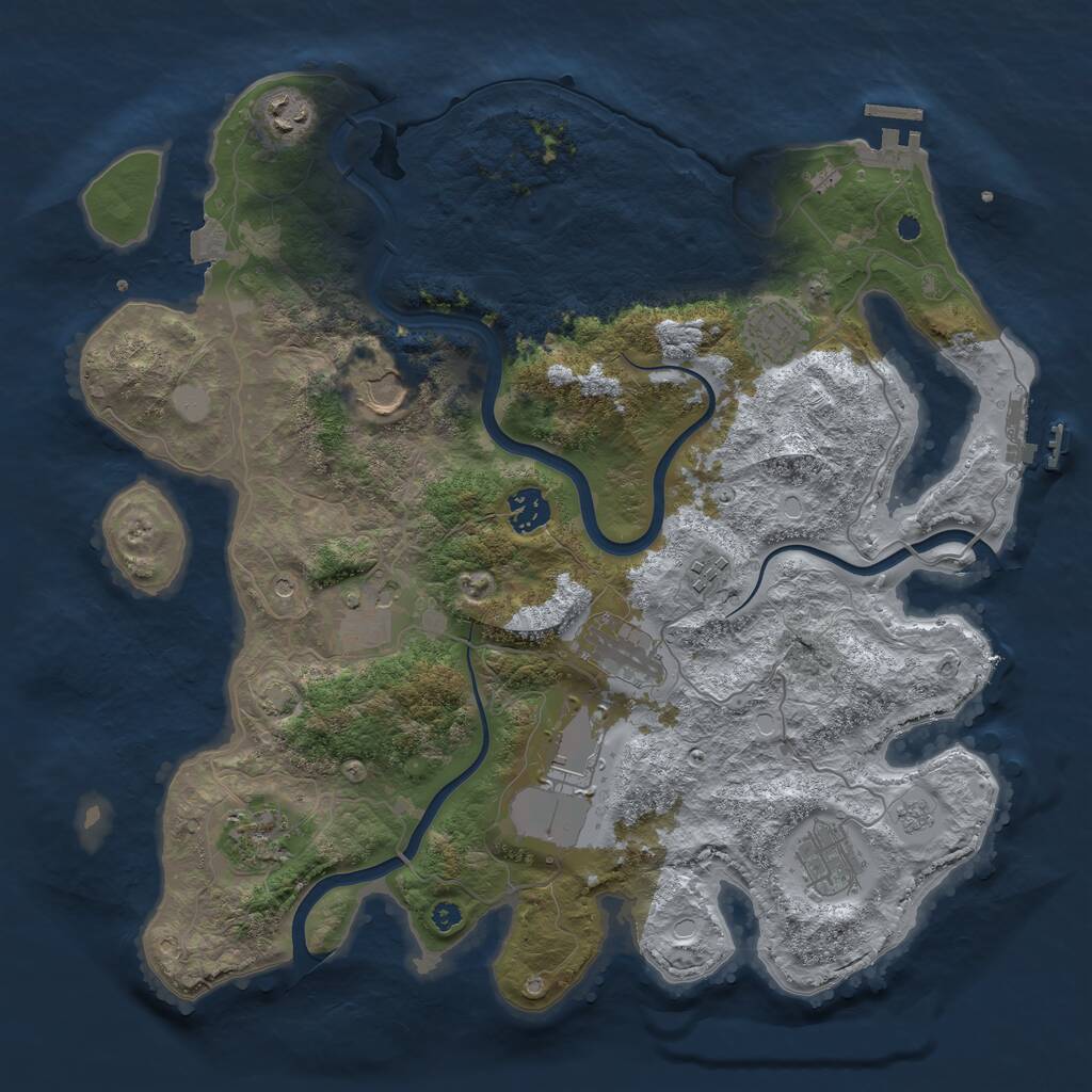 Rust Map: Procedural Map, Size: 3800, Seed: 762936224, 16 Monuments