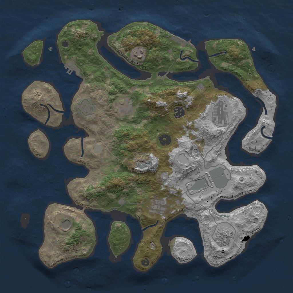 Rust Map: Procedural Map, Size: 3800, Seed: 762936224, 17 Monuments