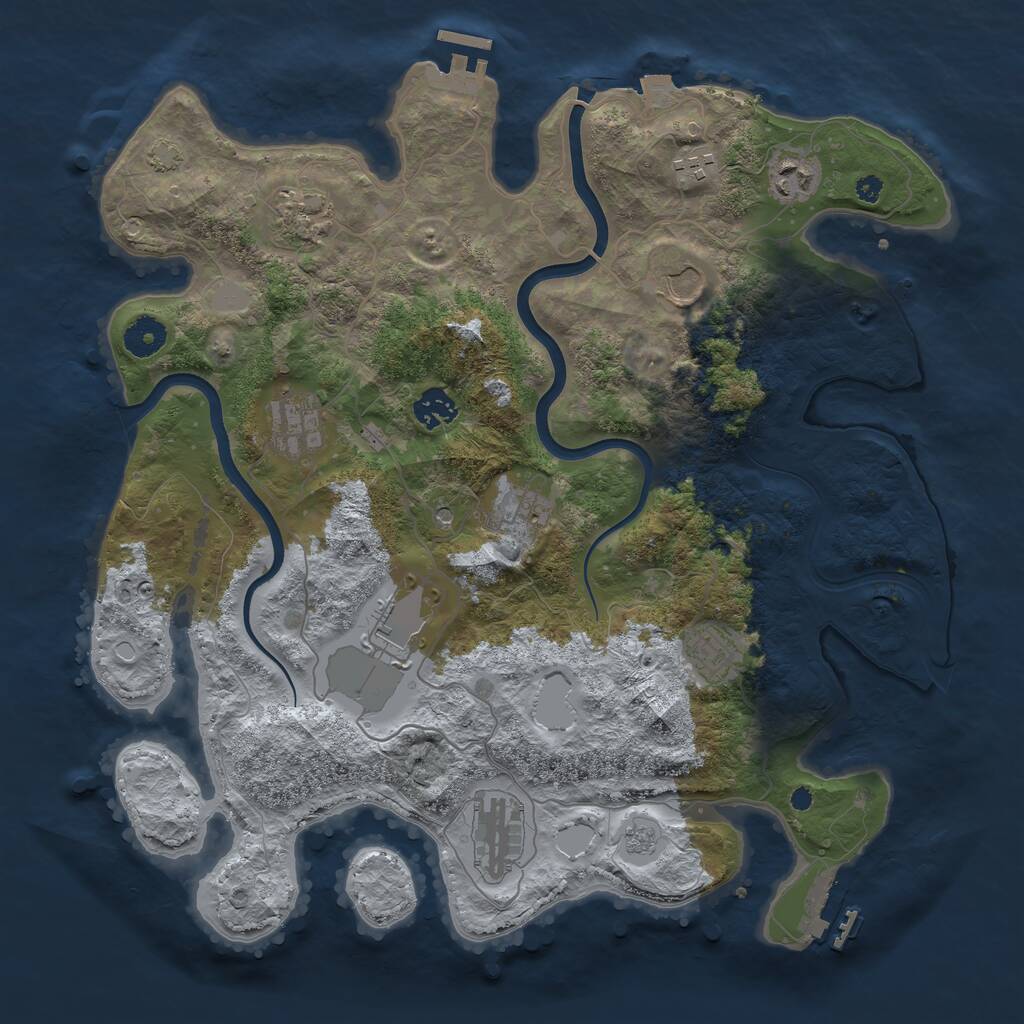Rust Map: Procedural Map, Size: 3800, Seed: 596362754, 16 Monuments