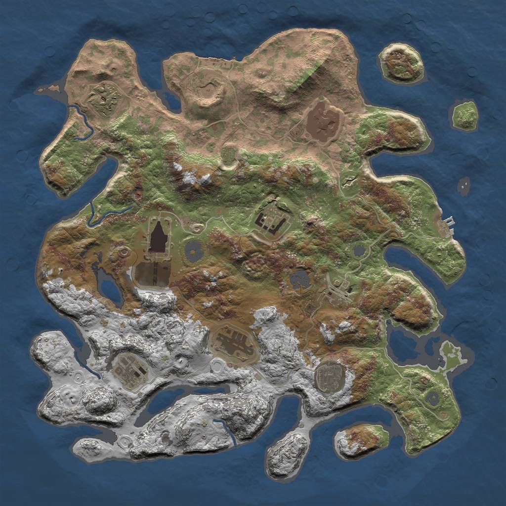 Rust Map: Procedural Map, Size: 3800, Seed: 596362754, 16 Monuments