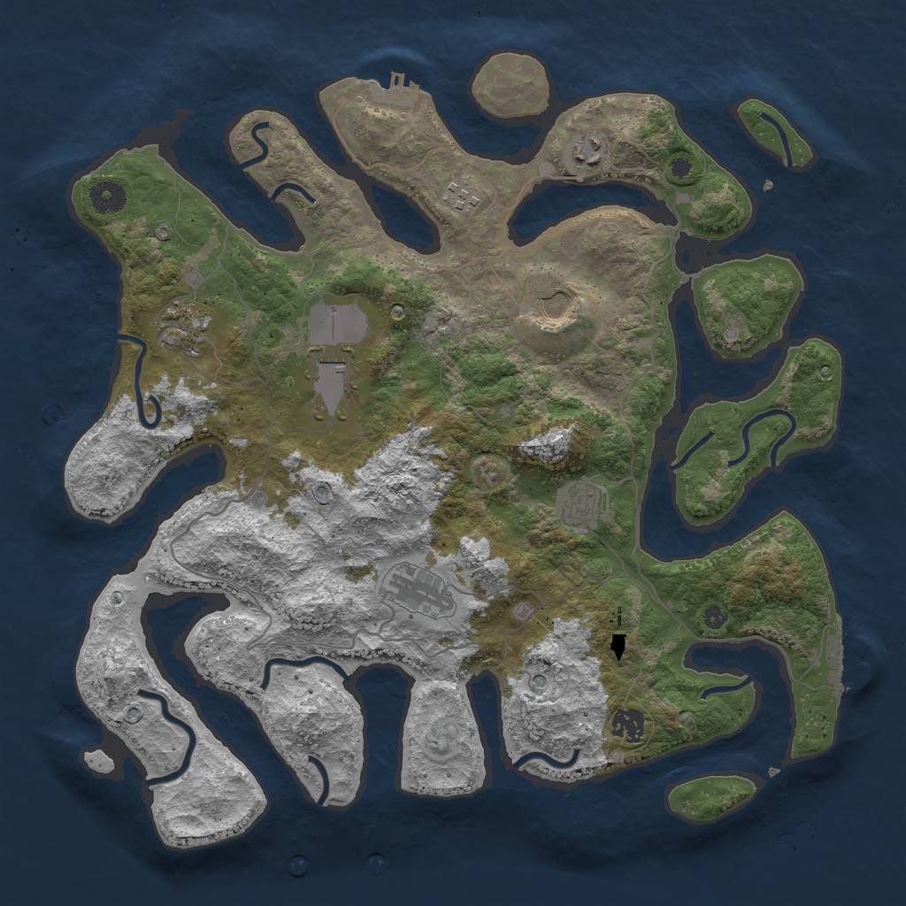 Rust Map: Procedural Map, Size: 4000, Seed: 130846974, 13 Monuments