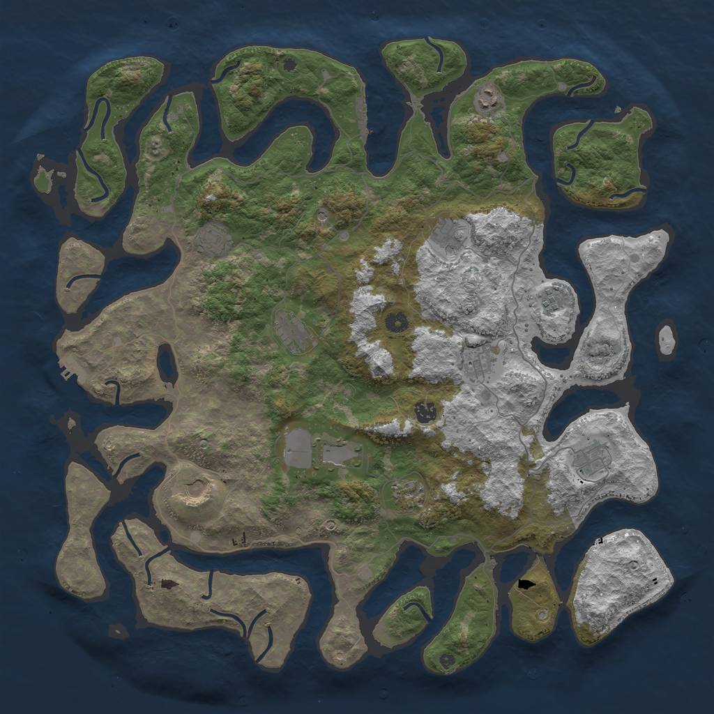 Rust Map: Procedural Map, Size: 4800, Seed: 54545422, 16 Monuments