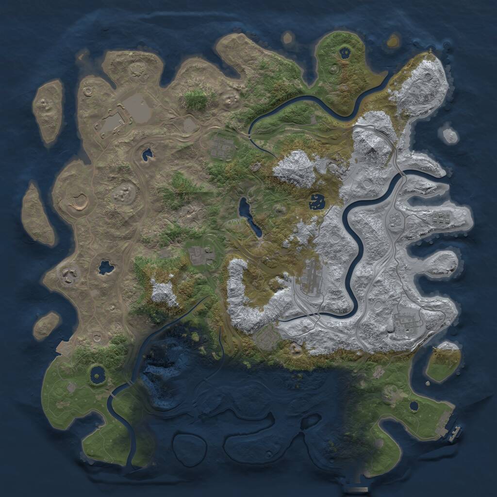 Rust Map: Procedural Map, Size: 4500, Seed: 52108, 17 Monuments
