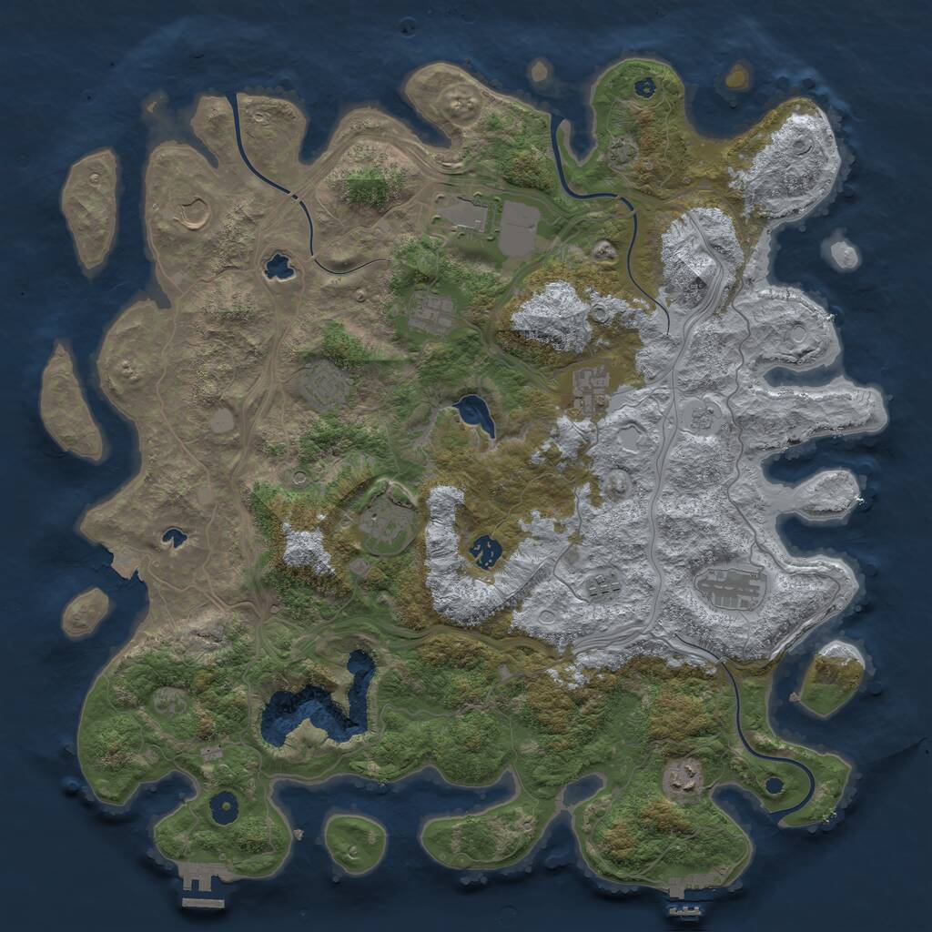 Rust Map: Procedural Map, Size: 4500, Seed: 52108, 16 Monuments